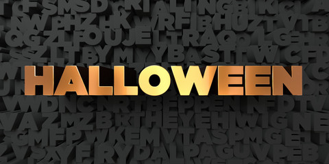 Halloween - Gold text on black background - 3D rendered royalty free stock picture. This image can be used for an online website banner ad or a print postcard.