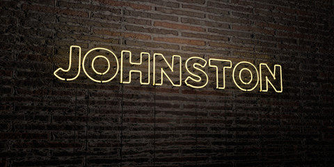 JOHNSTON -Realistic Neon Sign on Brick Wall background - 3D rendered royalty free stock image. Can be used for online banner ads and direct mailers..