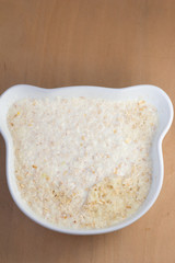 Soaked oatmeal in the morning soft light