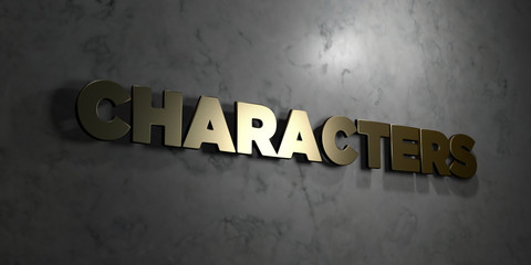 Characters - Gold text on black background - 3D rendered royalty free stock picture. This image can be used for an online website banner ad or a print postcard.