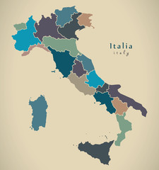 Modern Map - Italy IT with regions
