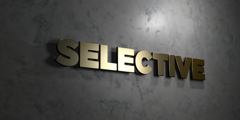 Selective - Gold text on black background - 3D rendered royalty free stock picture. This image can be used for an online website banner ad or a print postcard.