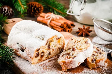 Stoff pro Meter Traditional christmas stollen fruit cake © nblxer