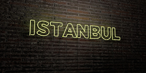 ISTANBUL -Realistic Neon Sign on Brick Wall background - 3D rendered royalty free stock image. Can be used for online banner ads and direct mailers..