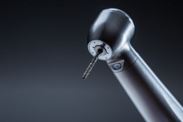 Dental instruments. Denta high speedl turbine. Dental diamond cylinder bur with hand-piece.
