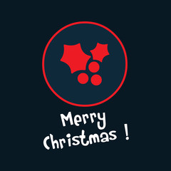 red christmas icon. berry and leaf