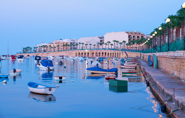 Fototapeta na wymiar The view of Marsaskala waterfront and Marsascala Bay. Malta