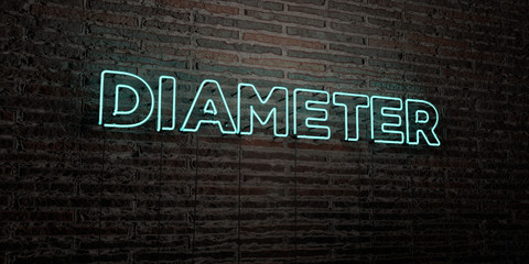 DIAMETER -Realistic Neon Sign on Brick Wall background - 3D rendered royalty free stock image. Can be used for online banner ads and direct mailers..
