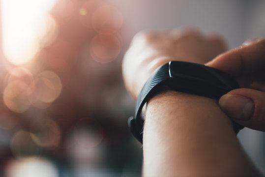 Woman using smart watch
