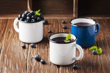 Russian kissel with blueberry and mint