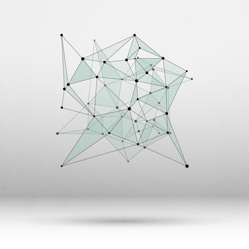 Abstract Geometric Polygonal Shape. Futuristic Technology Vector Science Background. Connecting Dots and Lines Structure