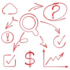 highlighter elements, hand drawn arrows, symbols