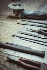 Tools on a work table