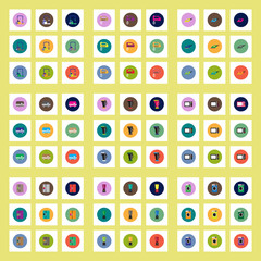 Collection of stylish vector icons in colorful circles Home Appliances