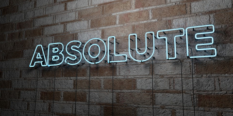 ABSOLUTE - Glowing Neon Sign on stonework wall - 3D rendered royalty free stock illustration.  Can be used for online banner ads and direct mailers..