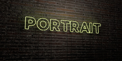 PORTRAIT -Realistic Neon Sign on Brick Wall background - 3D rendered royalty free stock image. Can be used for online banner ads and direct mailers..