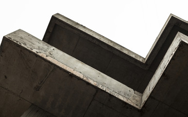 Concrete surfaces of the unfinished building