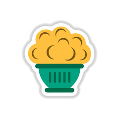 Vector illustration in paper sticker style Luxury interior big plant in pot