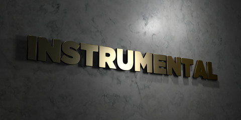 Instrumental - Gold text on black background - 3D rendered royalty free stock picture. This image can be used for an online website banner ad or a print postcard.