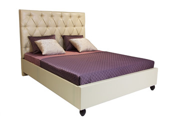 Double bed  isolated over white.