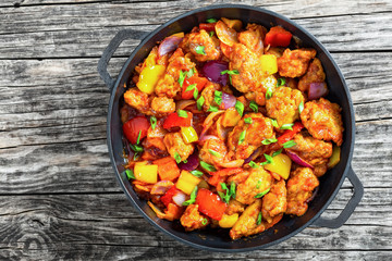 Sweet and Sour crispy fried pork pieces