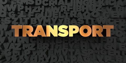 Transport - Gold text on black background - 3D rendered royalty free stock picture. This image can be used for an online website banner ad or a print postcard.