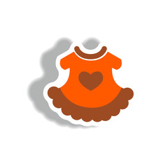 stylish icon in paper sticker style child dress