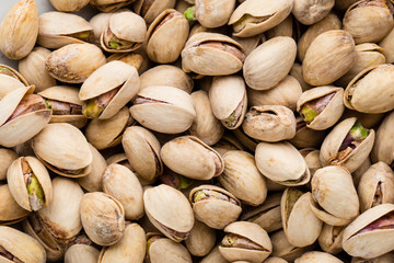 Roasted and salted pistachios in shell.