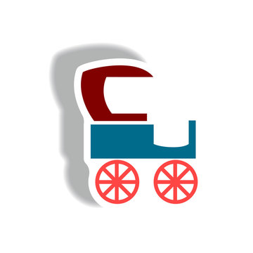 stylish icon in paper sticker style retro carriage