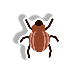 stylish icon in paper sticker style beetle insect