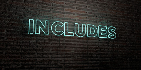 INCLUDES -Realistic Neon Sign on Brick Wall background - 3D rendered royalty free stock image. Can be used for online banner ads and direct mailers..