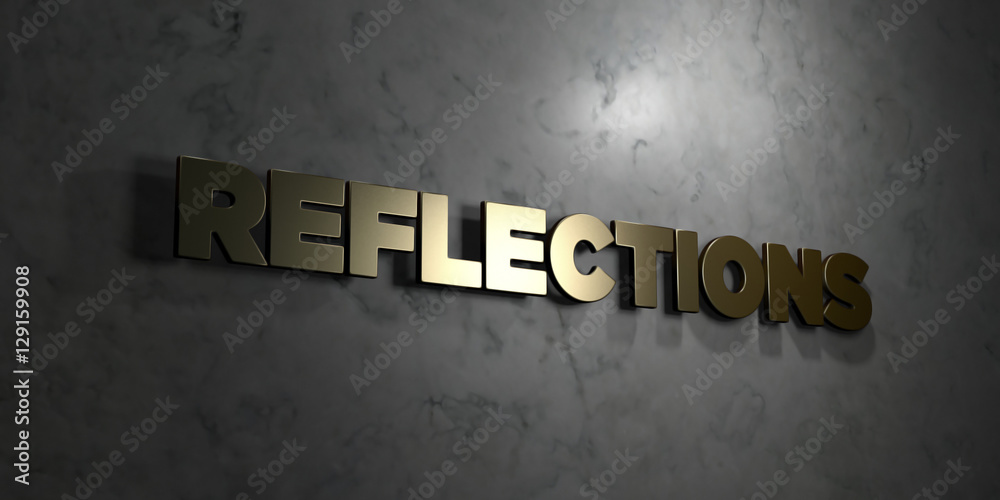 Fototapete reflections - gold text on black background - 3d rendered royalty free stock picture. this image can