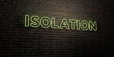 ISOLATION -Realistic Neon Sign on Brick Wall background - 3D rendered royalty free stock image. Can be used for online banner ads and direct mailers..