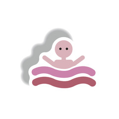 stylish icon in paper sticker style man swimmer