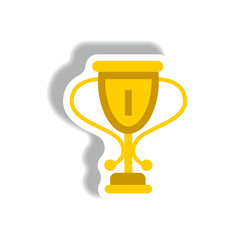 stylish icon in paper sticker style cup winner