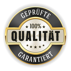 Goldener geprüfte Qualität Siegel mit schwarzem Rand