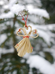 different christmas decoration hanging christmas tree snow 