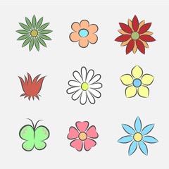Fototapeta premium Flower Icons for Pattern