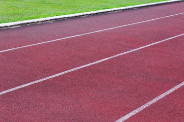 running track and green grass,Direct athletics Running track at Sport Stadium