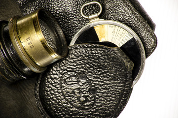 Vintage lens and light meter