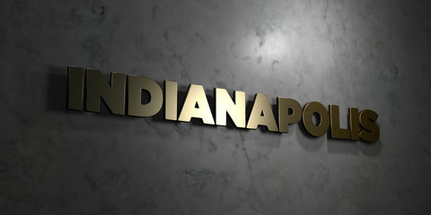 Indianapolis - Gold text on black background - 3D rendered royalty free stock picture. This image can be used for an online website banner ad or a print postcard.