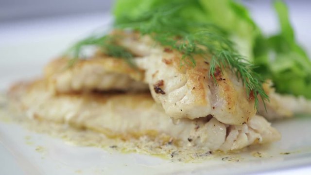 Pan Fried Fish Filet. Shot with a narrow focus.