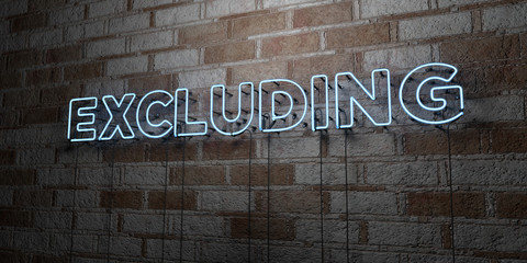 EXCLUDING - Glowing Neon Sign on stonework wall - 3D rendered royalty free stock illustration.  Can be used for online banner ads and direct mailers..