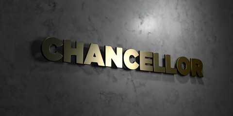 Chancellor - Gold text on black background - 3D rendered royalty free stock picture. This image can be used for an online website banner ad or a print postcard.