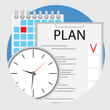Planning and organization of time flat icon vector