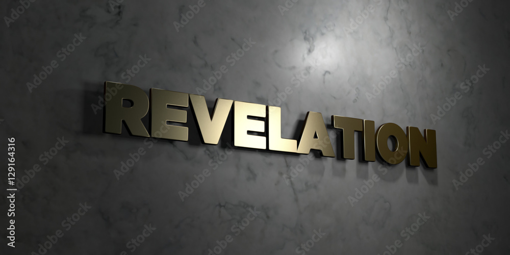 Fototapete revelation - gold text on black background - 3d rendered royalty free stock picture. this image can 