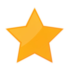 Obraz premium Big Gold Star icon isolated on white for ranking. Yellow star web concept. Trendy fsimple symbol for web button, mobile app. Logo.