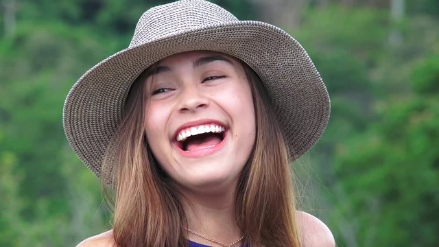 teen girl laughing and having fun