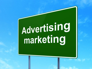Business concept: Advertising Marketing on road sign background