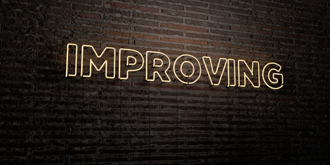 IMPROVING -Realistic Neon Sign on Brick Wall background - 3D rendered royalty free stock image. Can be used for online banner ads and direct mailers..